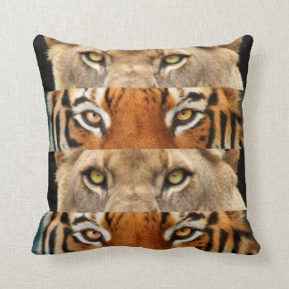 Tiger and Lion eyes Photo Throw Pillow