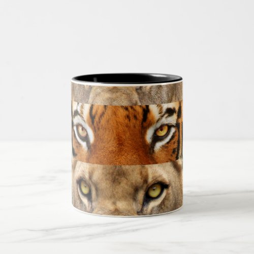 Tiger and Lion eyes Photo Two_Tone Coffee Mug