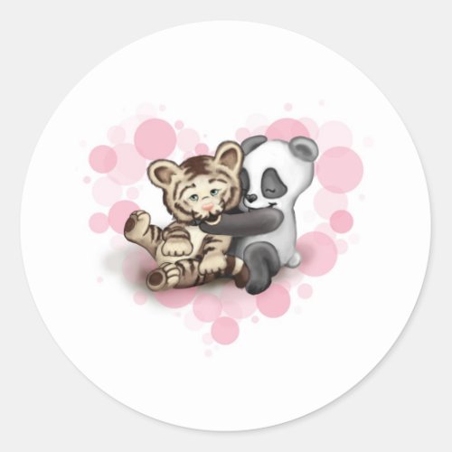 Tiger and Panda Classic Round Sticker