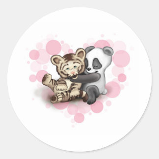 Tiger and Panda Classic Round Sticker