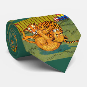 tiger and puma wrestling print neck tie