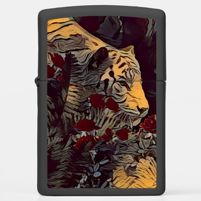 Tiger and Roses Zippo Lighter (Front)