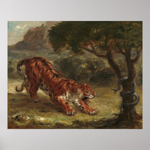 Tiger and Snake _ Eugne Delacroix Fine Art Poster