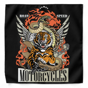 Tiger and snake. Speedway Motorcycle Biker club Bandana