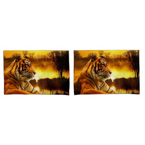 Tiger and Sunset Pillowcase