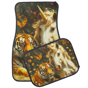 Tiger and Unicorn Car Floor Mat