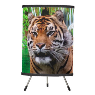 Tiger and Waterfall Tripod Lamp