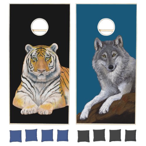 Tiger and Wolf Cornhole Set