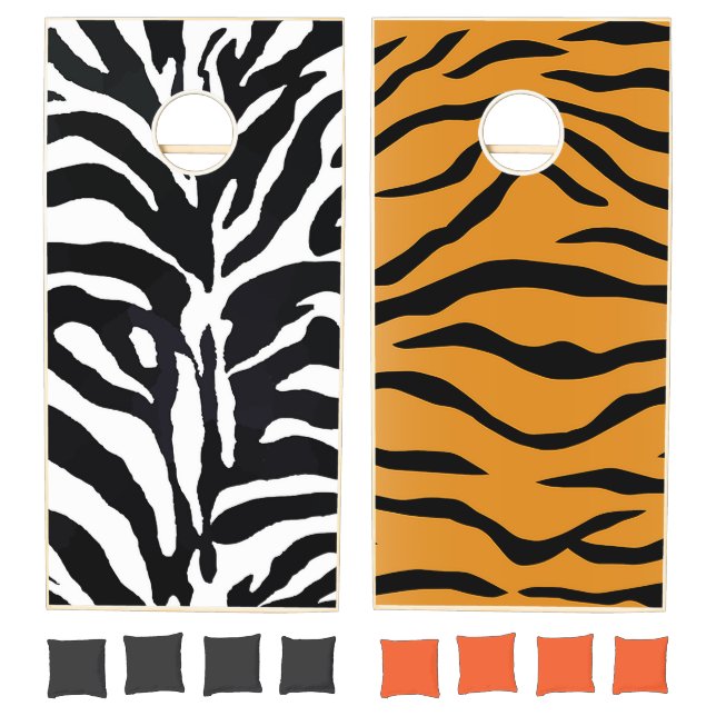 Tiger and Zebra Stripes Bean Bag  Corn hole Game (Set)