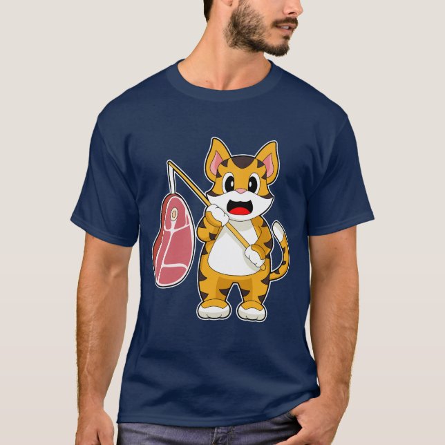 Tiger Angler Fishing rod Fishing T-Shirt (Front)