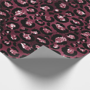 Tiger Animal Black Spark Marsal Glitter Burgundy Wrapping Paper