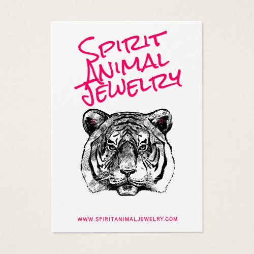 Tiger animal illustration pink script earring card