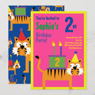 Tiger Animal Kid's Birthday Party Invitations