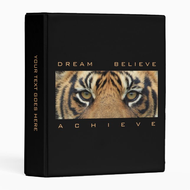 Tiger Animal Modern Motivational Quote Template Mini Binder (Front/Spine)