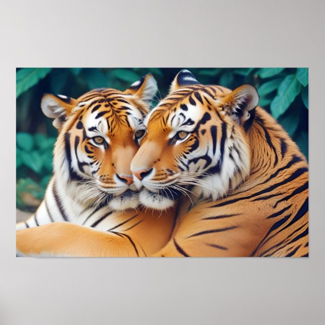 Tiger Animal Nature Wildlife Affection Caring Poster (Front)