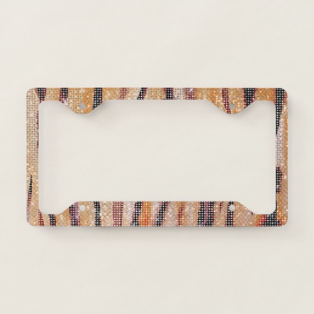 Tiger Animal Orange Black Sparkle License Plate Frame (Front)