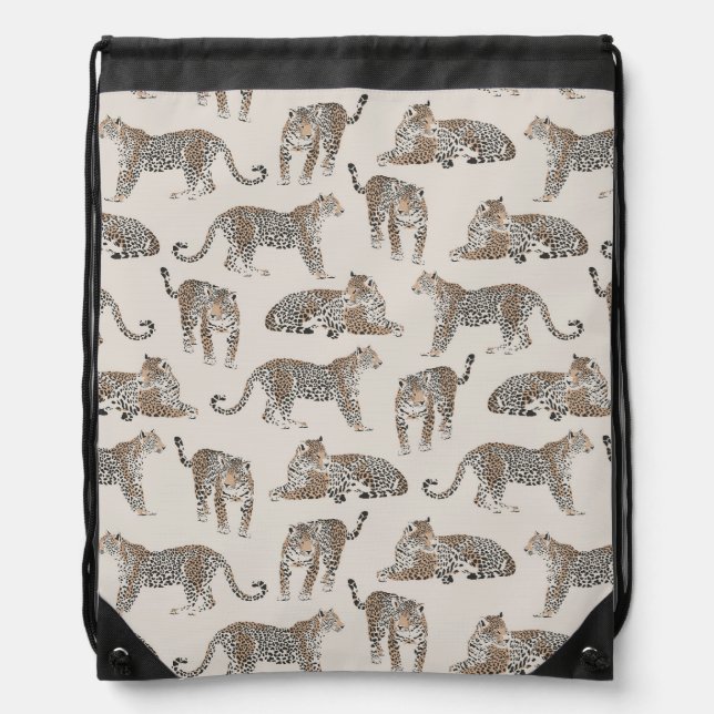 Tiger Animal Pink Modern Drawstring Bag (Front)