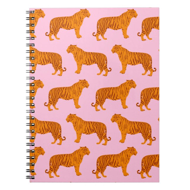 Tiger Animal Pink Modern Notebook (Front)