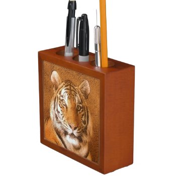 Tiger Animal Portrait Desk Organizer by stdjura at Zazzle