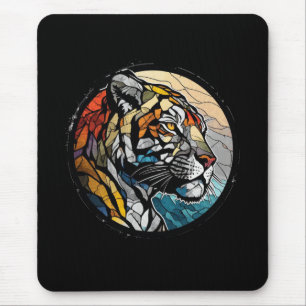 Tiger Animal Portrait Stained Glass Wildlife Free Mouse Pad