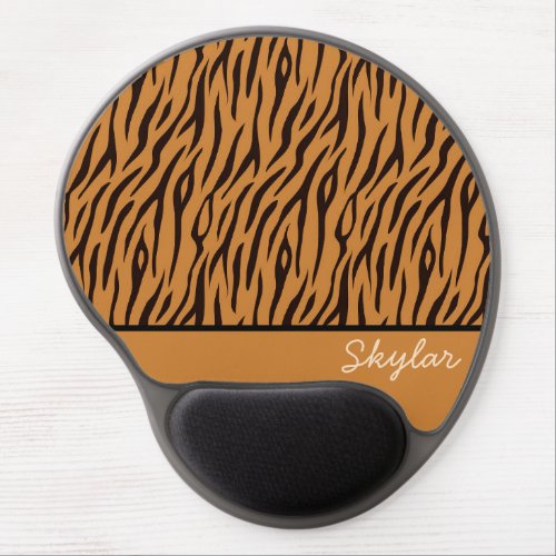 Tiger Animal Print Custom Cursive Name Gel Mouse Pad