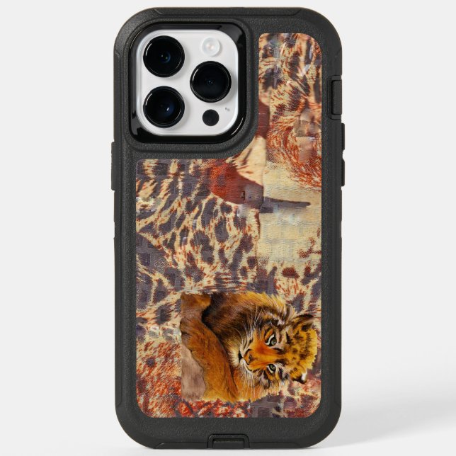 Tiger Animal prints Otter Box iPhone 14ProMax Case (Back)