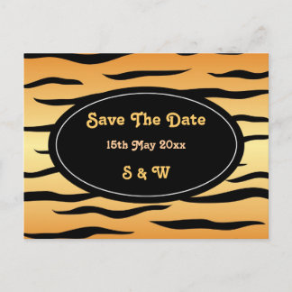 Tiger animal stripes pattern announcement postcard