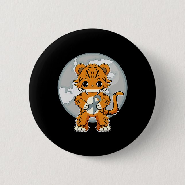 Tiger Anime Cat Dyslexia Awareness  Button (Front)