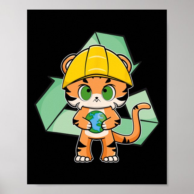 Tiger Anime Cat Earth Day  Poster (Front)
