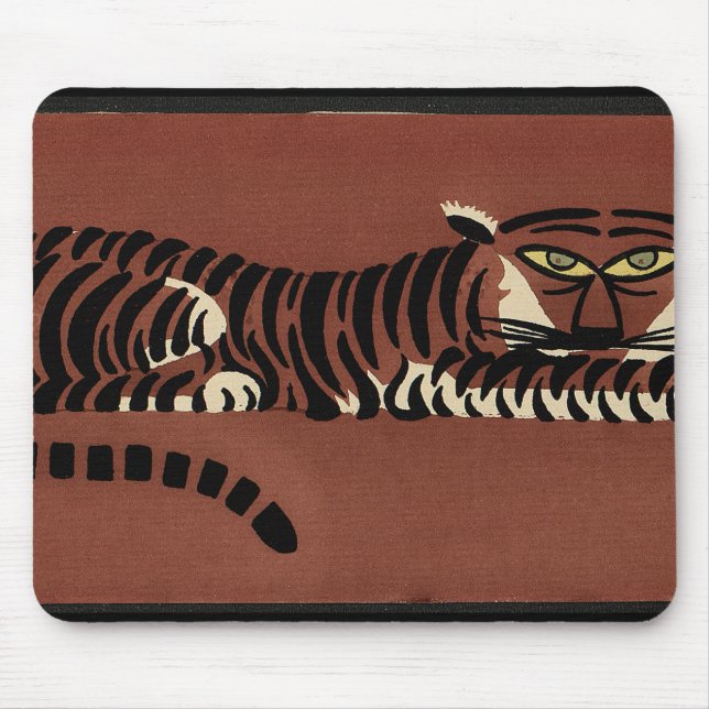 Tiger - Antiquarian, Colorful Book Illustration Mouse Pad (Front)