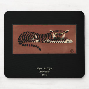 Tiger - Antiquarian, Colorful Book Illustration Mouse Pad