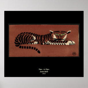 Tiger - Antiquarian, Colorful Book Illustration Poster