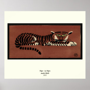 Tiger - Antiquarian, Colorful Book Illustration Poster
