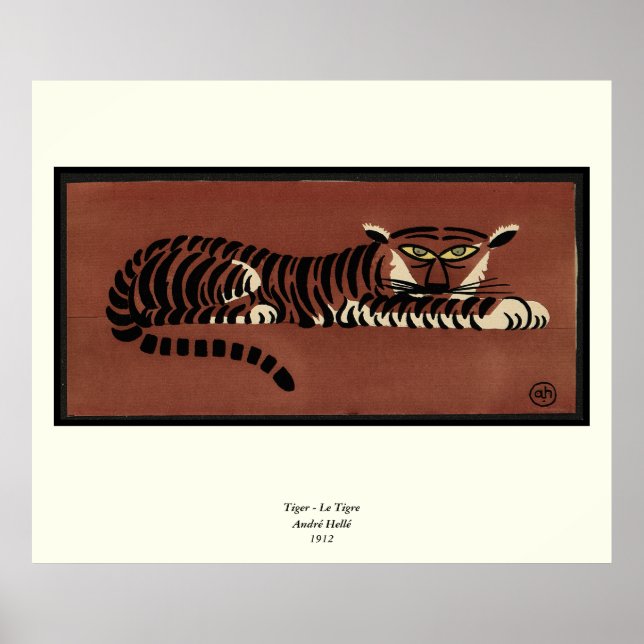 Tiger - Antiquarian, Colorful Book Illustration Poster (Front)