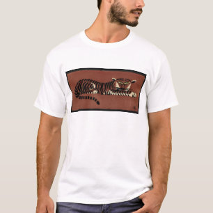 Tiger - Antiquarian, Colorful Book Illustration T-Shirt