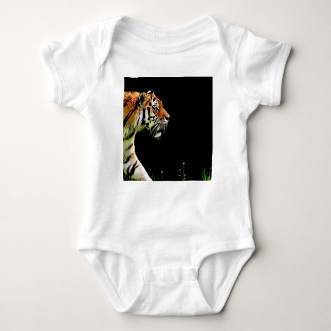 Tiger Approaching - Wild Animal Artwork Baby Bodysuit (Front)