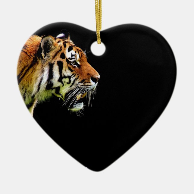 Tiger Approaching - Wild Animal Artwork Ceramic Ornament (Front)