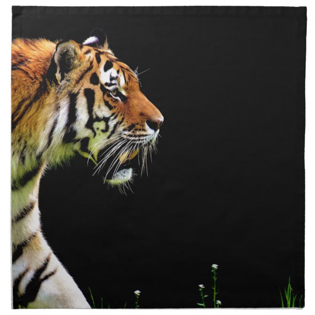Tiger Approaching - Wild Animal Artwork Cloth Napkin (Front)