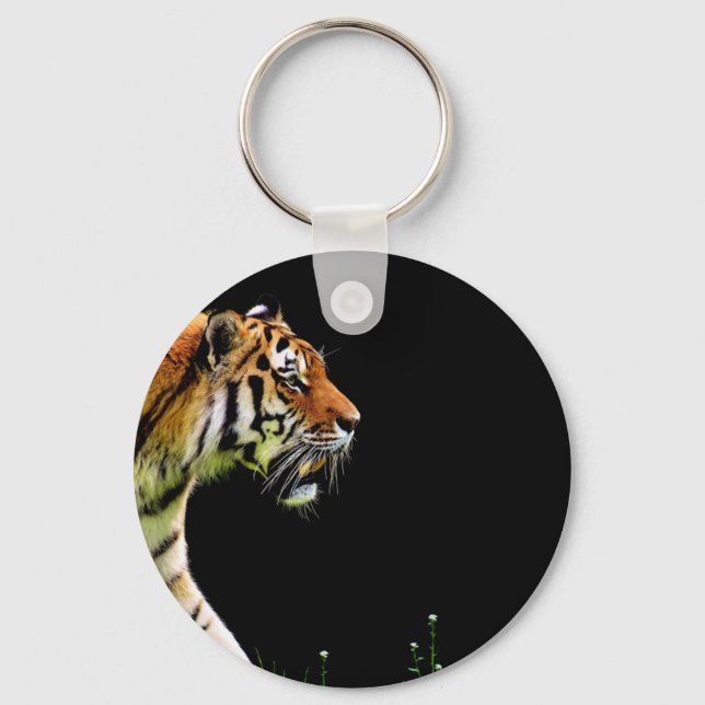 Tiger Approaching - Wild Animal Artwork Keychain (Front)