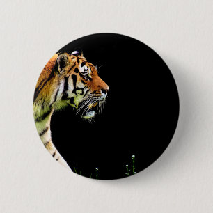 Tiger Approaching - Wild Animal Artwork Pinback Button