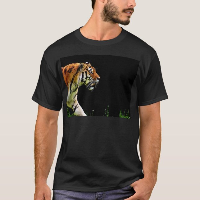Tiger Approaching - Wild Animal Artwork T-Shirt (Front)