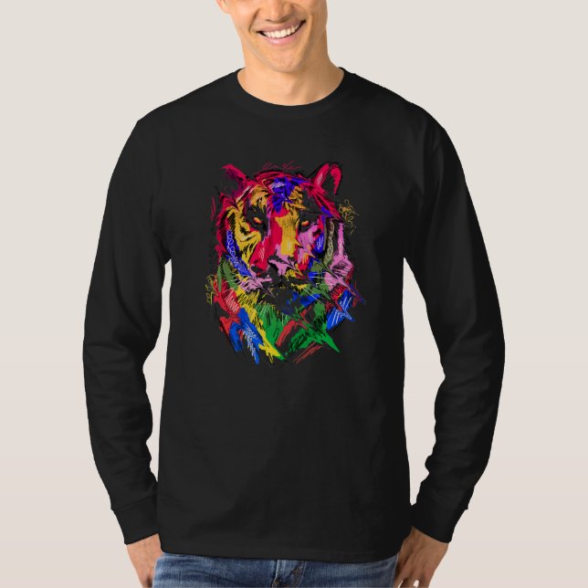 Tiger Art Animal Lovers Colourful Premium T-Shirt (Front)