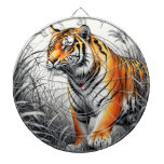 Tiger Art Color Partial Black White Drawing Dart Board