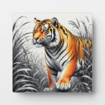 Tiger Art Color Partial Black White Drawing Plaque
