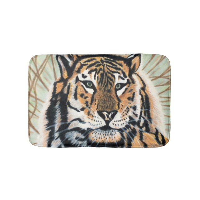 Tiger Art Color Pencil Drawing Bath Mat (Front)