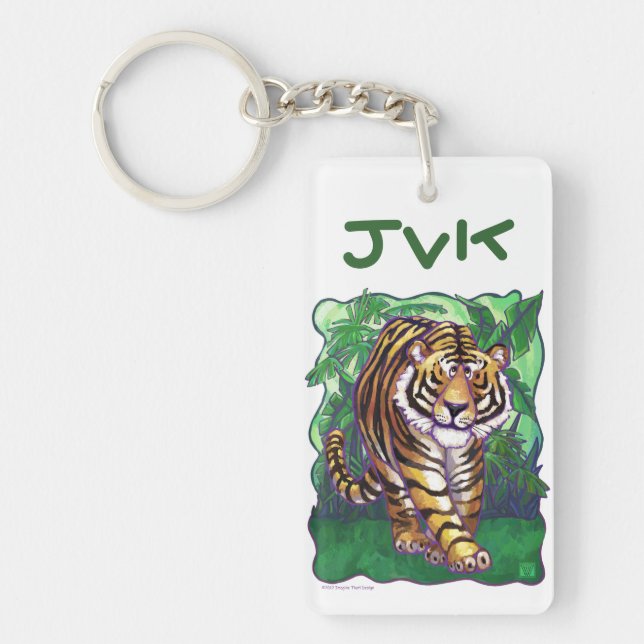 Tiger Art Monogram Keychain (Front)