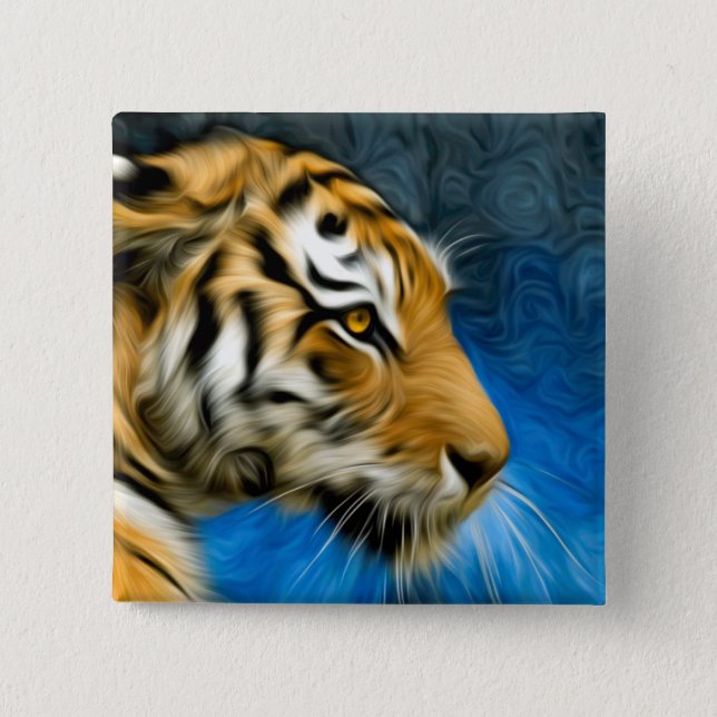 Tiger Art Painting Pinback Button (Front)
