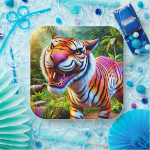 Tiger Art Paper Plates