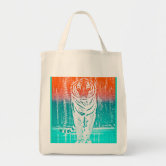 Rainbow stripey tiger art kid's name bag