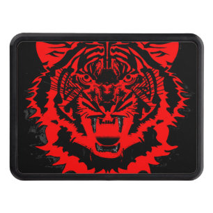 Tiger Artwork in Blacks and Reds Hitch Cover